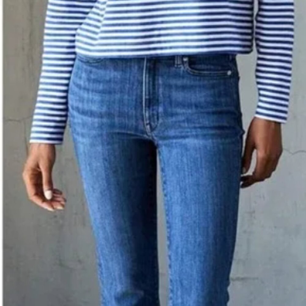 $225 Ayr Blue The Pop Straight Ankle Jean In Hopelessly Devoted Size 26x27